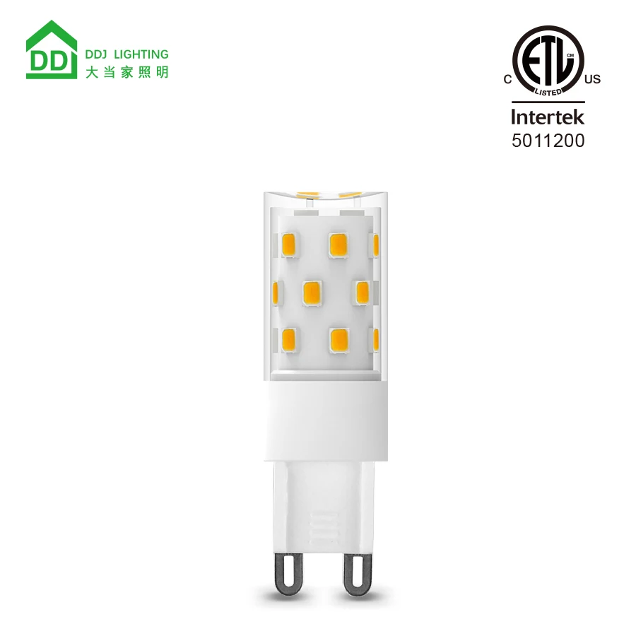 ETL listed G9 LED 4w 400 lumen AC 110V/220V 2700K/3000K/4500K/6500K perfect dimmable no flicker ceramic 2835SMD LED light bulb