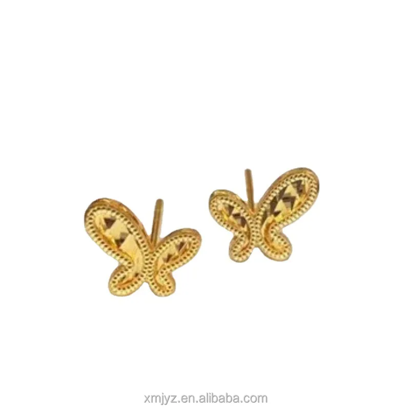 

Certified In Stock Wholesale 5G Gold Bow Earrings 999 Pure Stud 24K New Geometric