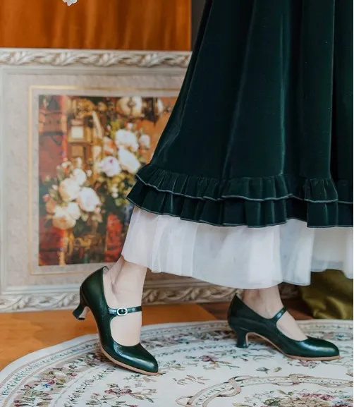 

High quality 2021 new vintage leather horsebit single shoes fashion square toe heel Mary Jane sandals