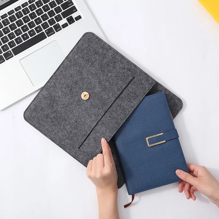 

Felt bag Slim 13-13.3 inch Laptop Sleeve Felt laptop bag and PU Leather Bag with Accessory Pocket, Grey