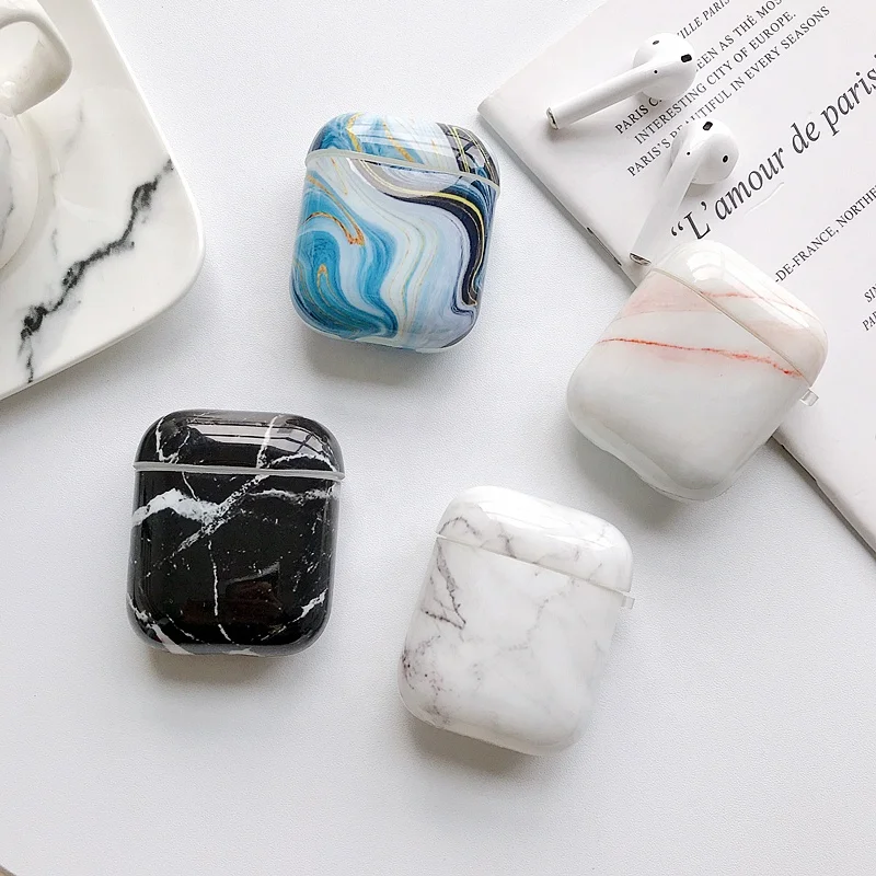 

New best selling marble tpu full protective case for apple charging case wireless earphone for iphone, 4 colors