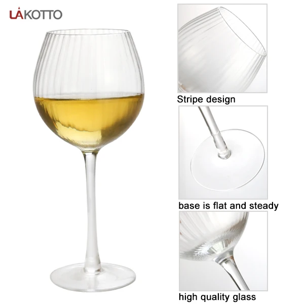 
Factory Wholesale 500ml Vertical Stripes Customized Transparent Wine Glass for Bar Restaurant Home Supermarket glass goblet 