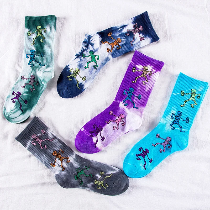 

Tie dye Socks Unisex High Stock Autumn Winter New Men All Cotton Korean Version of the Versatile Cartoon Flying Saucer Socks, Customized