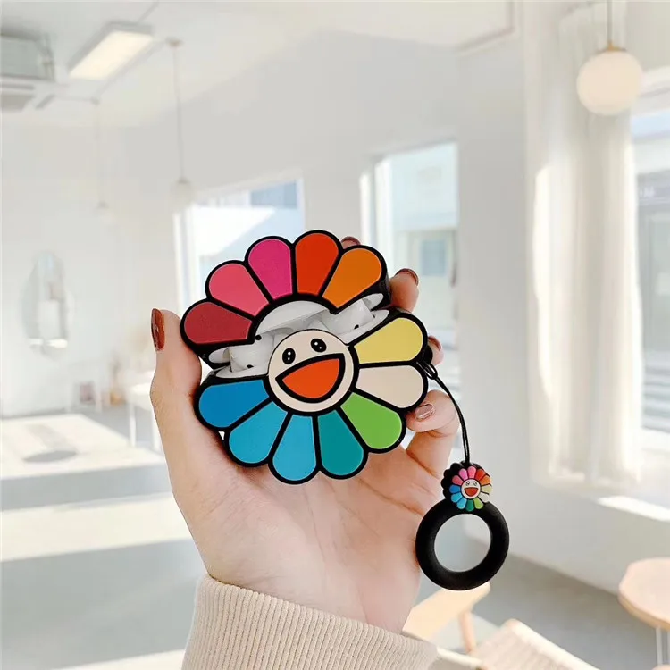 

2020 3D Soft Silicone Flower Wireless Earphone Keychain Cases Funda for AirPods Pro