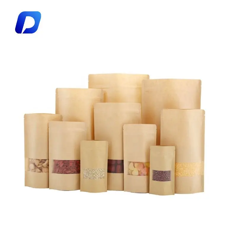 

Doypack Kraft Paper Pouch Food Packaging Paper Bag With Matt Window