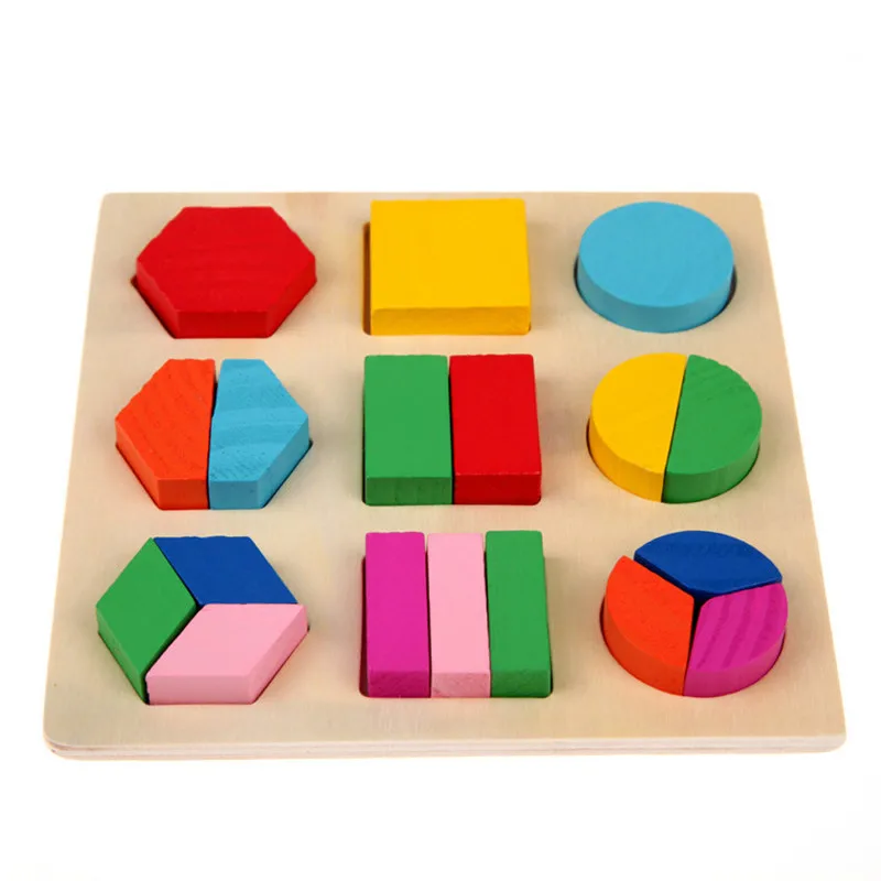 

Children's geometric puzzle baby cognitive early childhood wooden puzzle matching board building toys