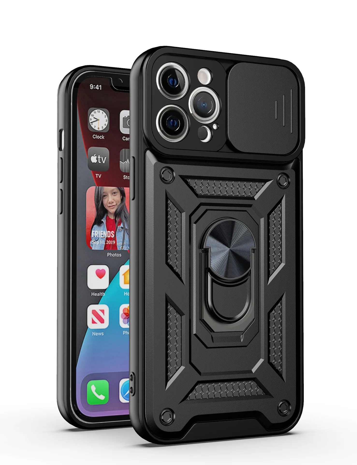 

Wholesale Cover For Apple for iPhone 13 Pro Max Case Armor Full Camera Magnetic Phone Cover Ring Kickstand Phone Cases