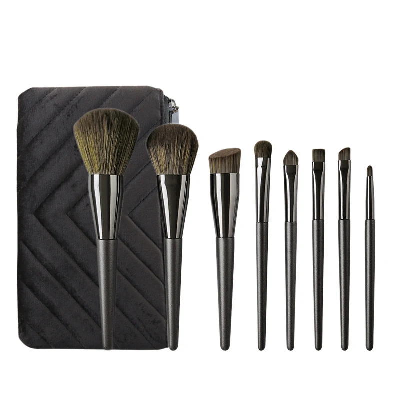 

8pcs black wood handle soft hair makeup brush set women custom makeup sets, Customized color