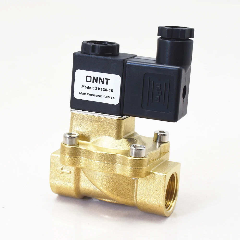 2V130-10 2V130-15 2V250-20 2V250-25 AC220V AC110V DC12V DC24V Brass 2 Way Normally Closed Solenoid Air Valve 3/8 1/2 3/4 1Inch