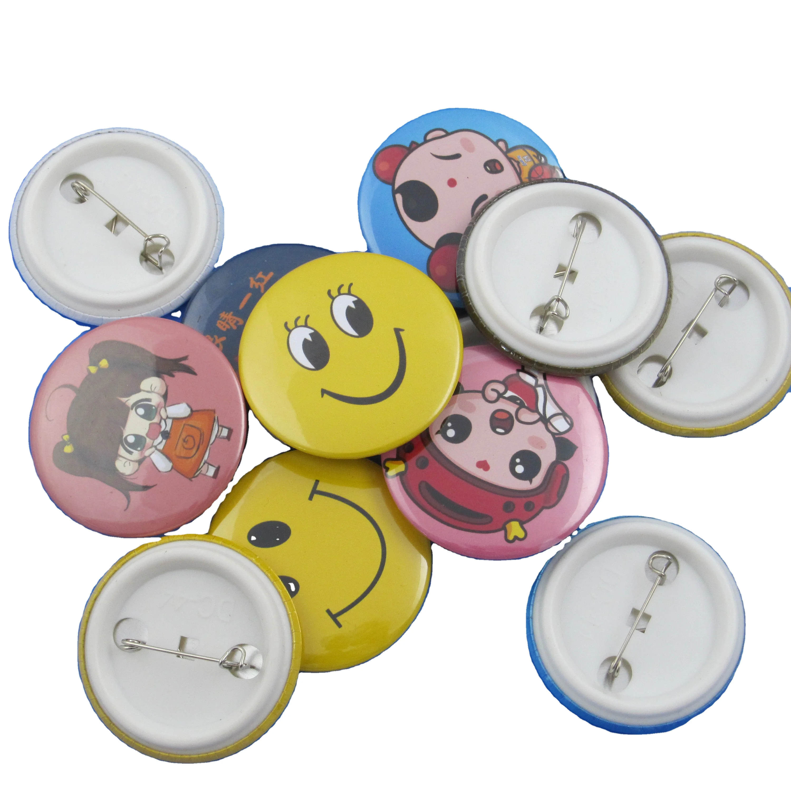 

Cheap Custom Free Sample Promotional plastic Cartoon Button Blank Plastic Pin Badges, Custom color