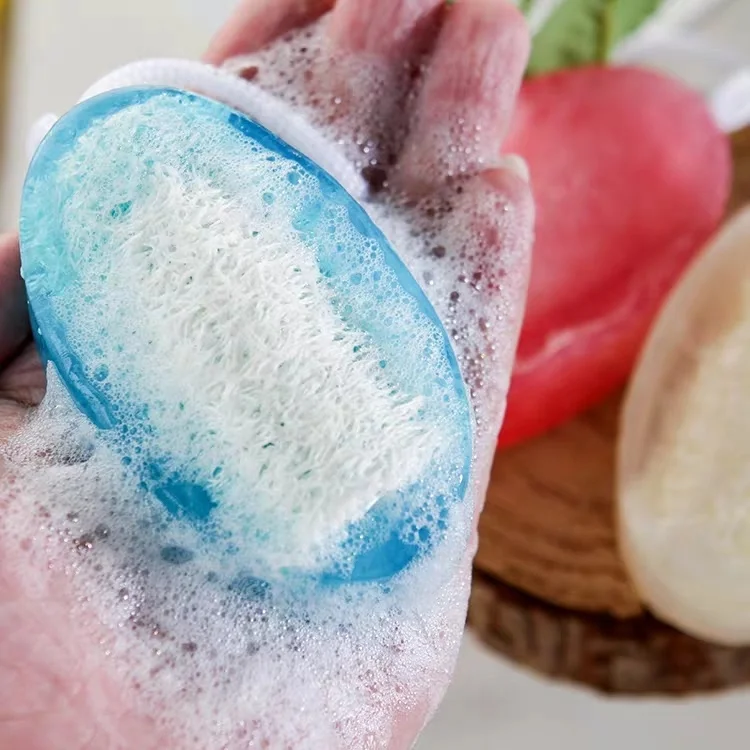 

2 in 1 Neutral Loofah Bath Soap with Eco-Friendly Unbleached Sponge Cleanse Scrub Exfoliate