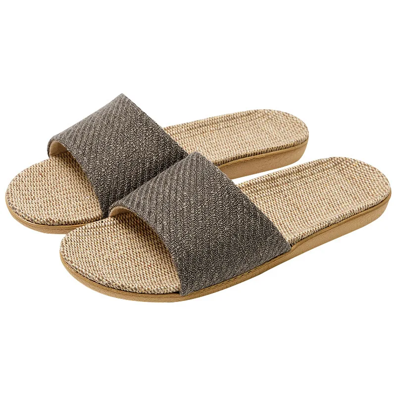 

Wholesale Home Indoor Leisure Couple Summer Wood Floor Linen Slippers Four Seasons Casual Women Slippers, As picture