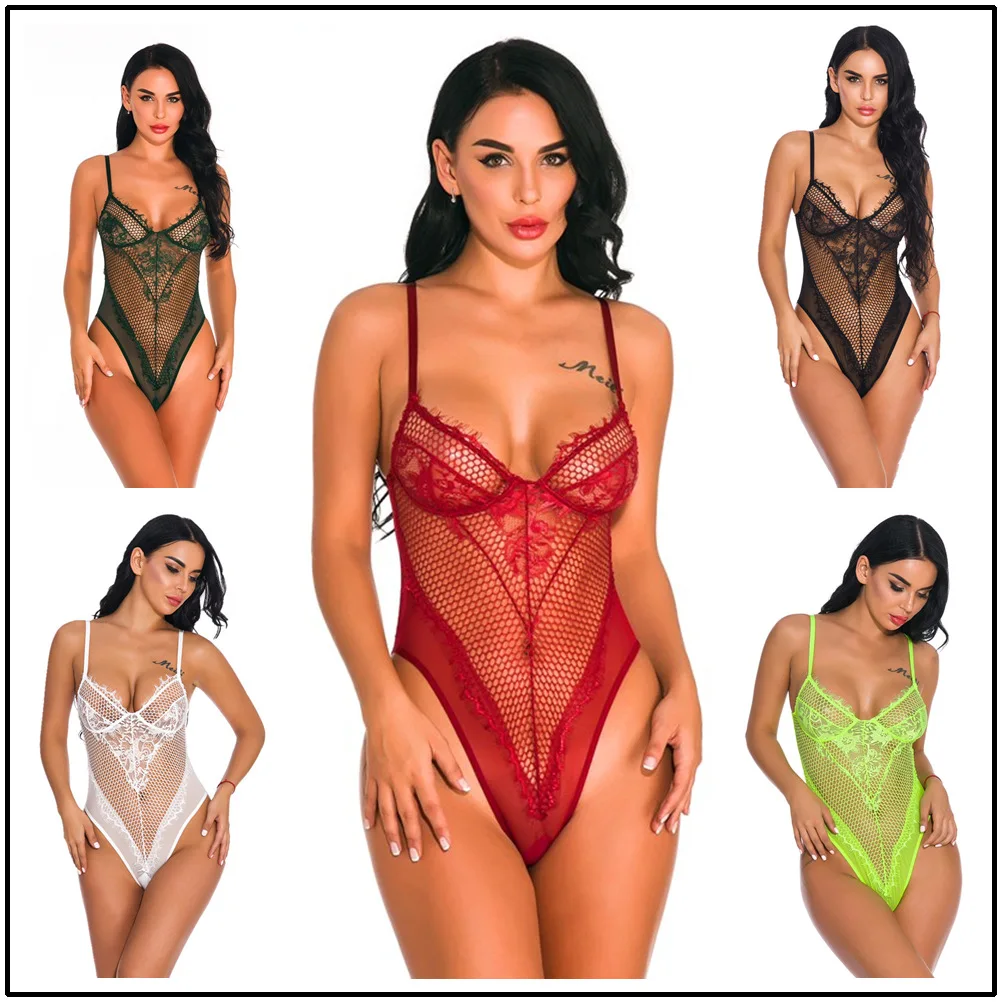 

Custom New Hot Fashion Black Sexy Eyelashes Lingerie Women Transparent Bodysuit Erotic lingerie