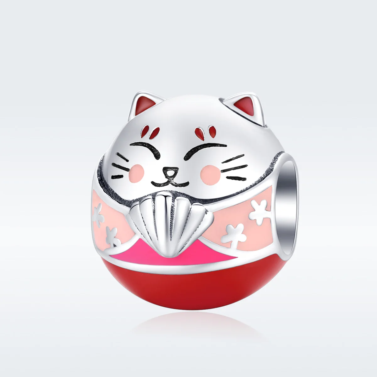 

Kitty Cat Round Metal Beads for Women Charm Silver 925 Original Bracelet Bangle Enamel Funny DIY Jewelry