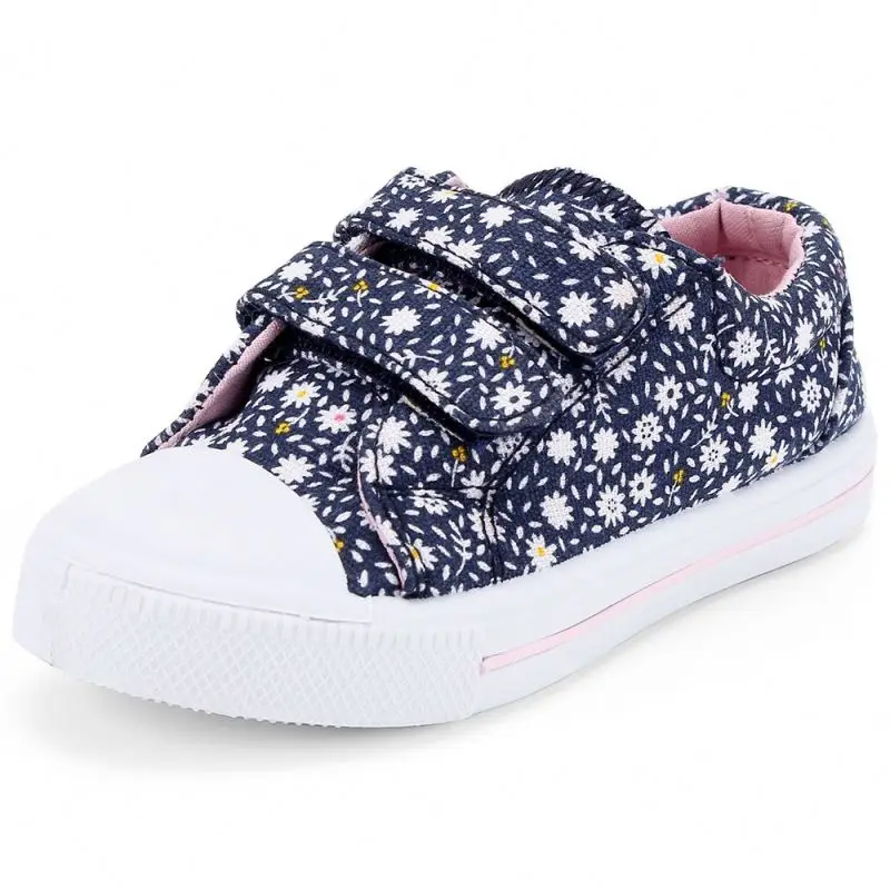 

Factory Flower Printed Causal sneakers Children Girls Shoes Canvas, Blue/oem