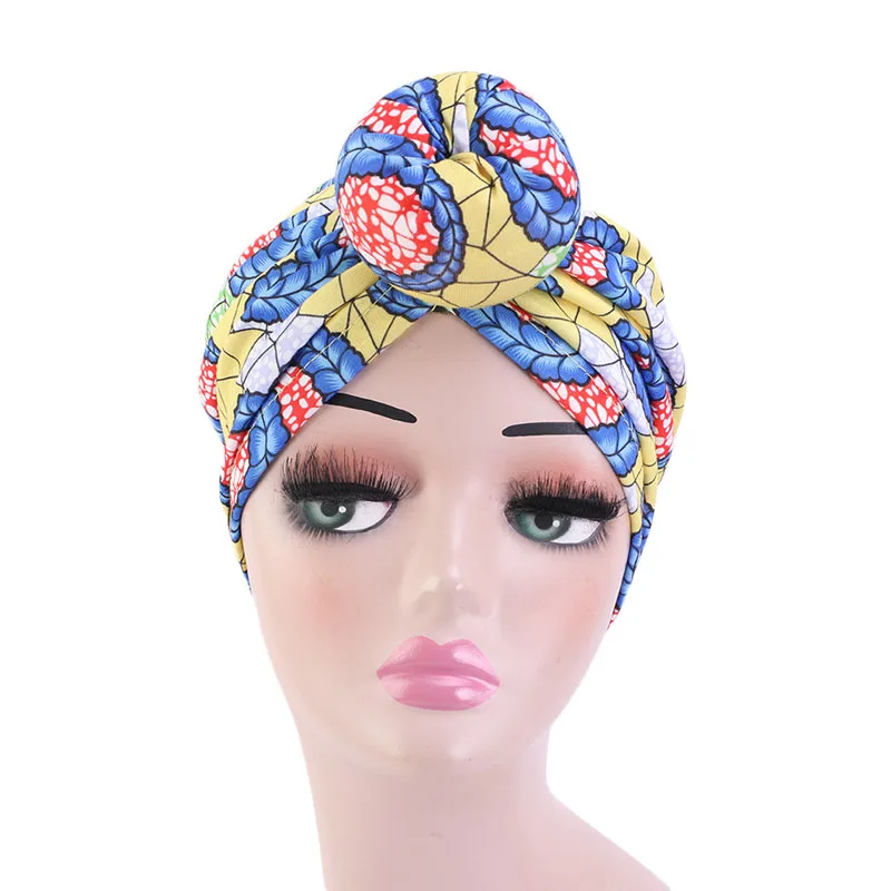 

New Design Fashion African pattern top knot doughnut headscarf turban