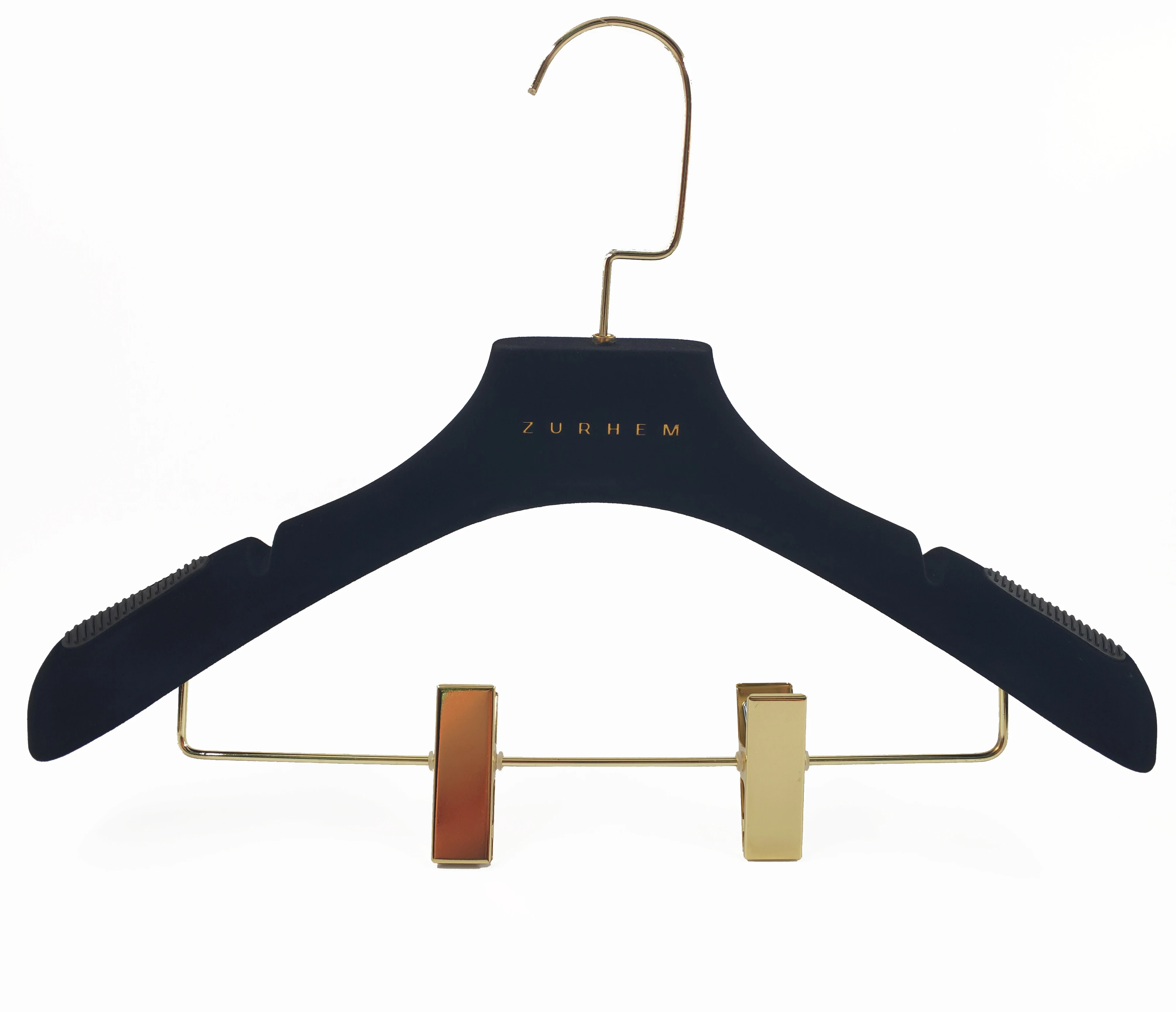 

wide shoulder black velvet flocking coat hanger for women and men clothes plastic hanger