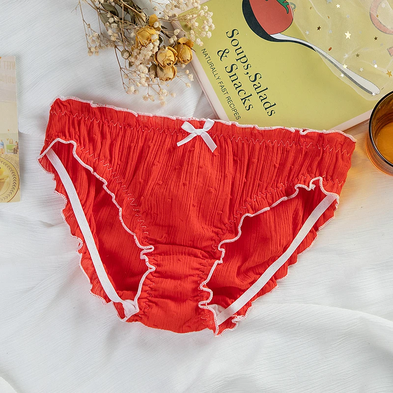 

2021 New hot sell sexy pleated cotton ladies low waist thin breathable panties of woman