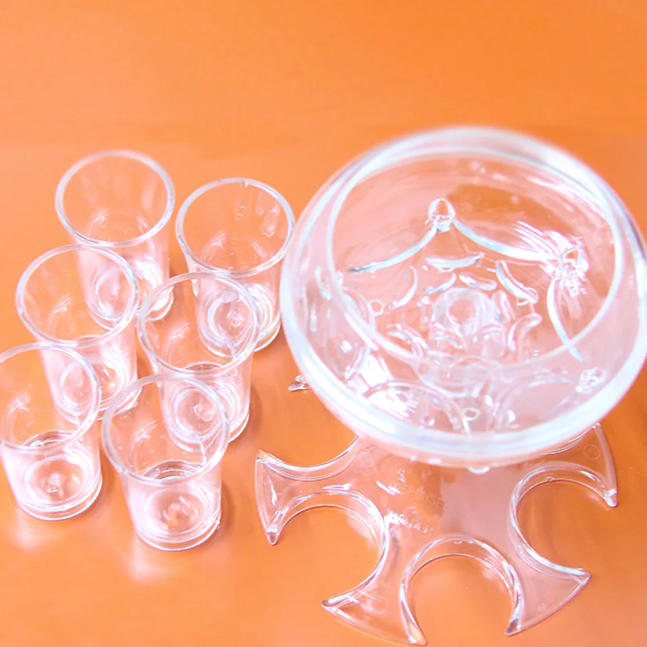 

Hot sale 6 Way Shot Glass Dispenser Cocktail Vodka cup 6 Transparent Shot Glass Cup Dispenser And Holder