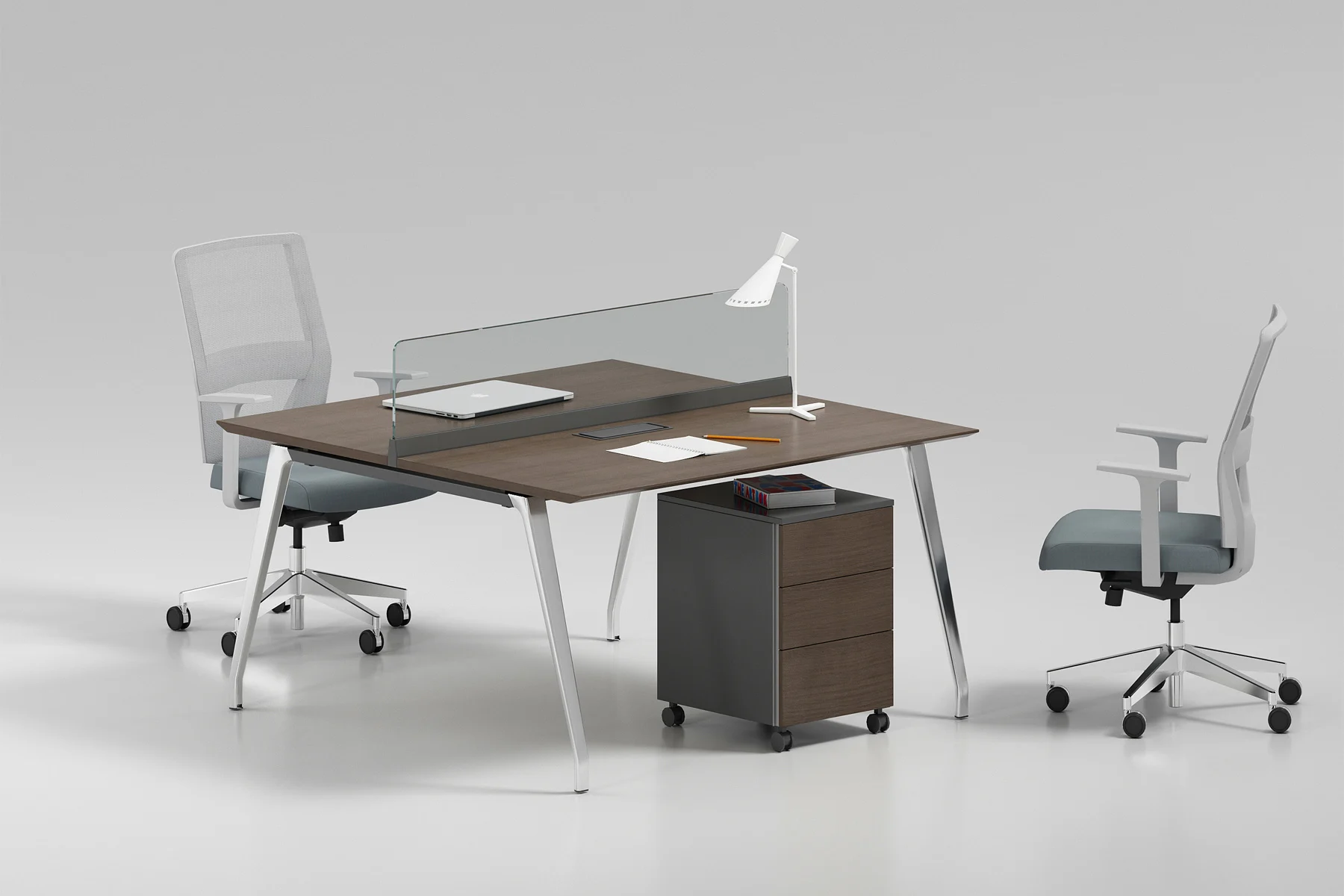 High Quality Modern Office Furniture Two Person Linear Staff Office