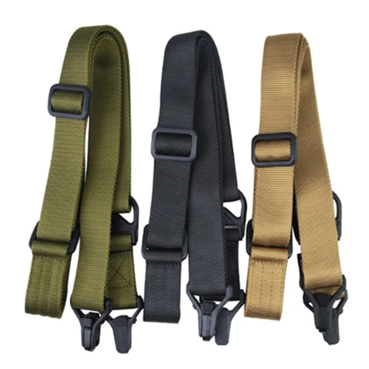 

Traditional Adjustable Two Points Rifle Gun Sling with Metal Hook, Black, green, khaki