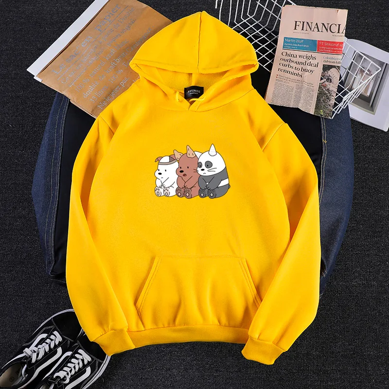 

Bare bear brothers print couple guard hoodie couple 2020 autumn and winter new loose harajuku popular couple hoodie jacket