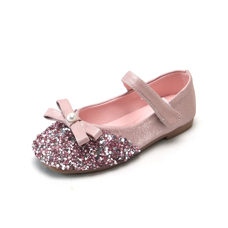 

2021 spring new baby diamond bow Girls Fashion Princess single shoes children soft baetiful dance dress shoes