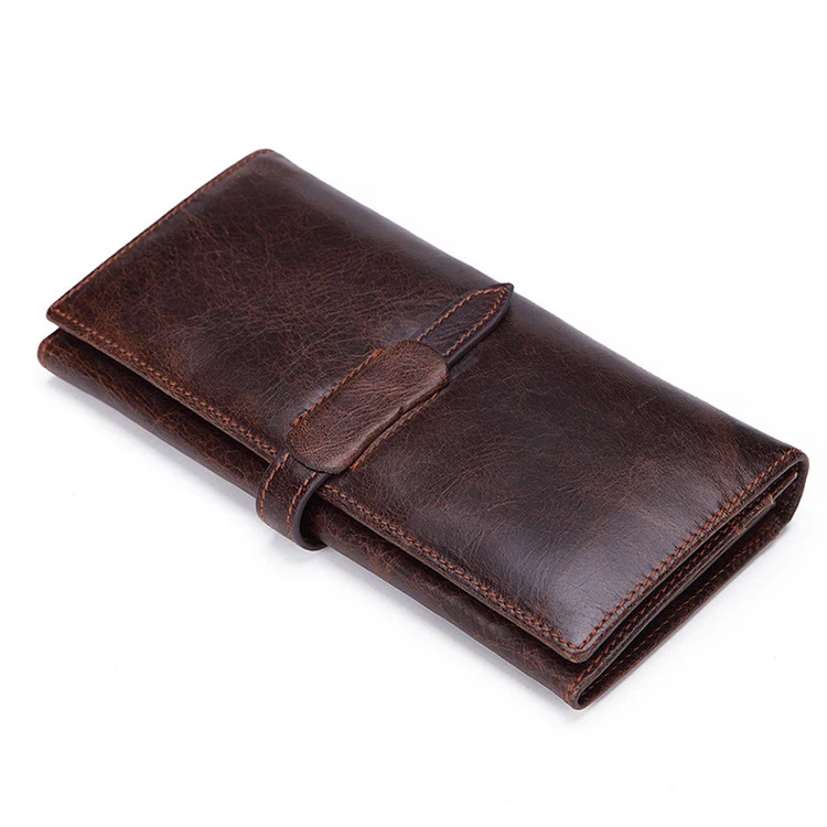 

Fashion Ladies Long Clutch Wallet Purse Vintage Genuine Leather Credit Cards Holder Women Wallet, Coffee