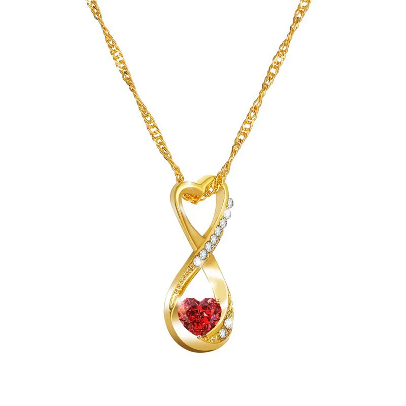 

Temperament Trend Necklace Jewelry New 8-character Clavicle Chain Metal Crystal Love Short Pendant Necklace for Female