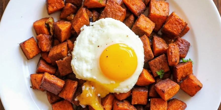 Sweet Potato Hash with Chorizo served in a bowl