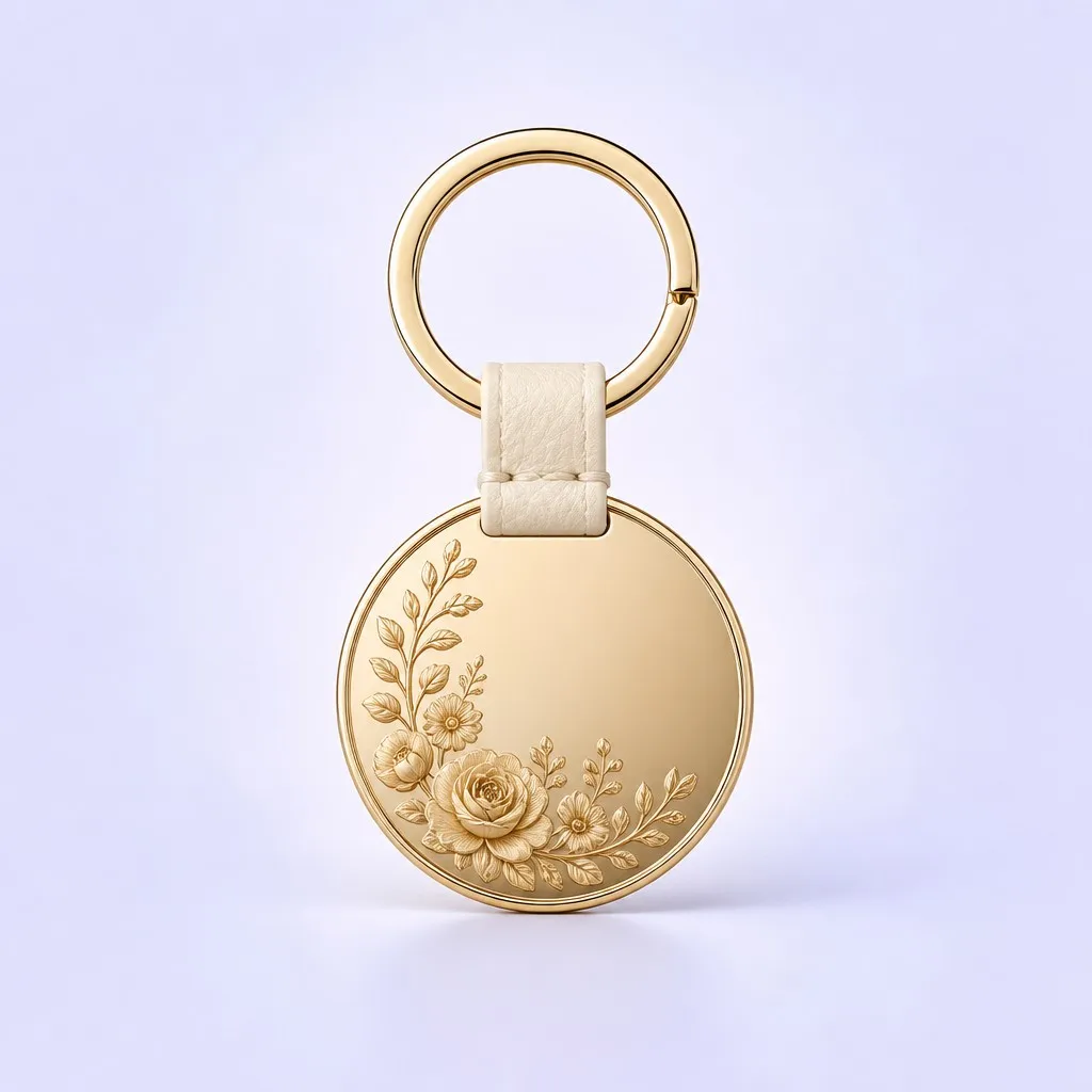 Elegant wedding keychain standing upright