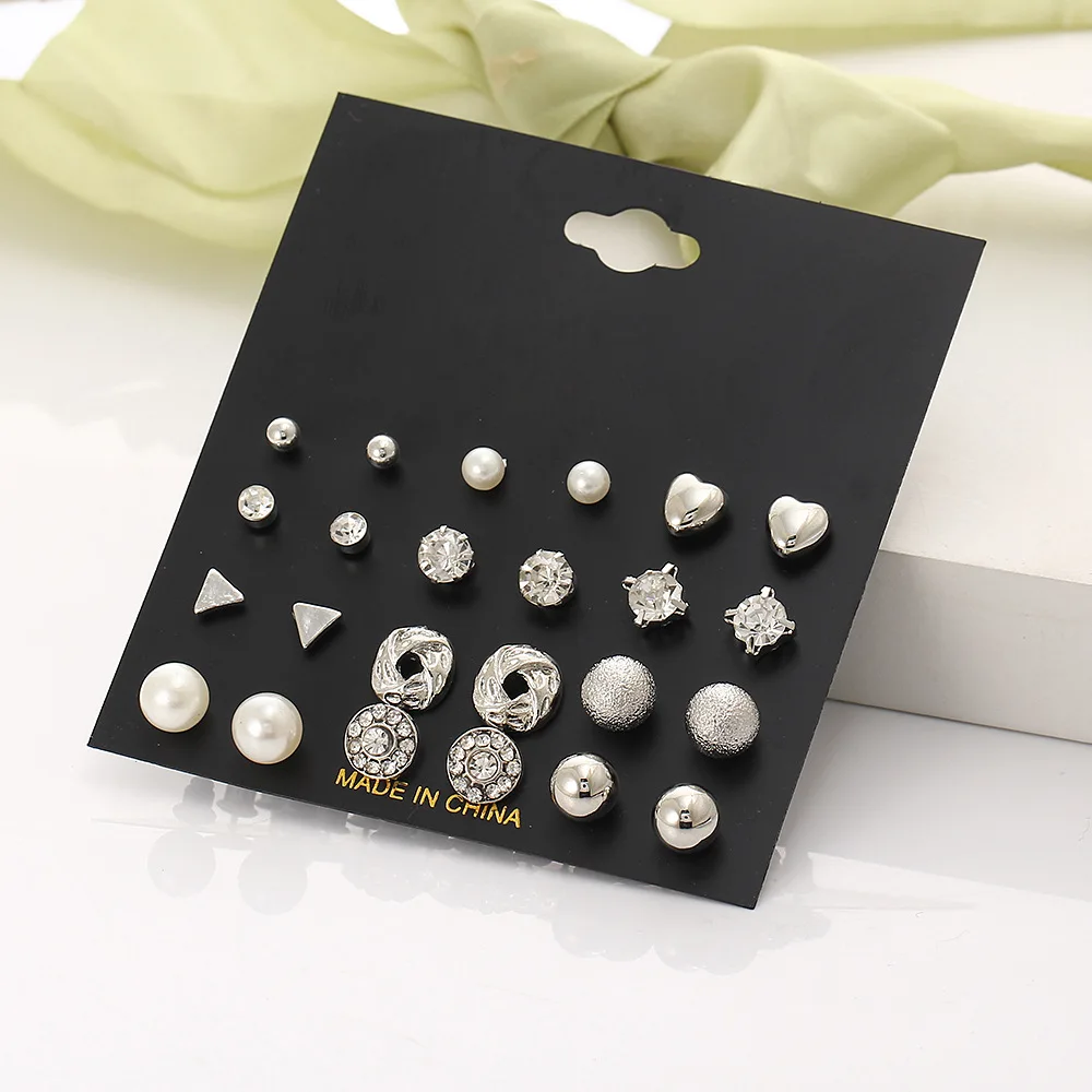 Wholesale Fashion Stud Earrings Jewelry Set Alloy Stud Earrings Set