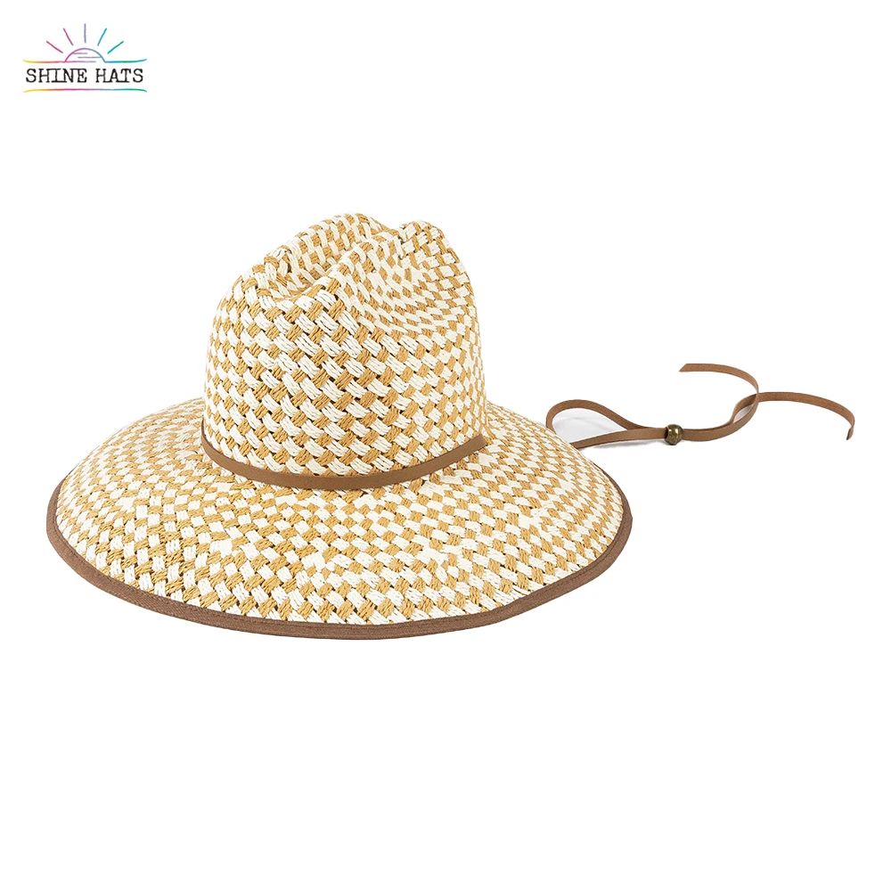 

Shinehats 2024 Spring Summer Fashionable Mixed Color Trimmed Brim Women Ladies Beach Straw Hats Sun Summer Sombrero with Ribbon