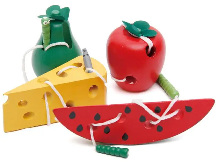 Early String Learning Educational Development Wooden Cheese Toy For