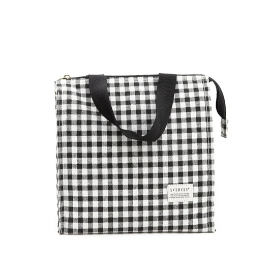 

Durable reusable plaid food bag school work picnic insulated cooler lunch bags