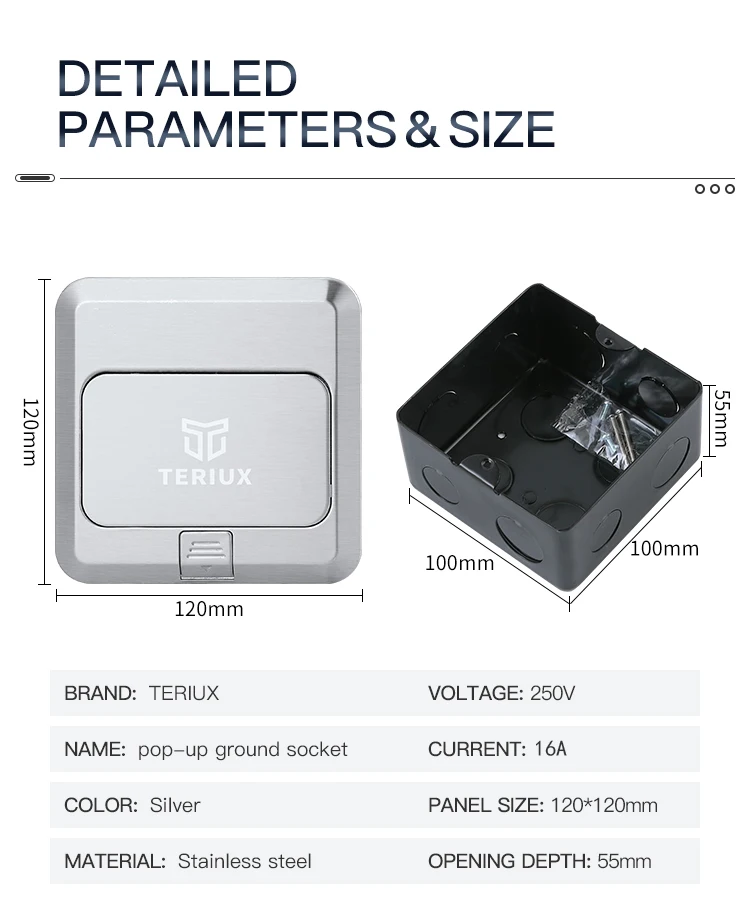 Wholesale USA standard stainless steel electrical power supply 16A pop up floor socket box