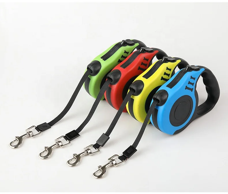 

3/5M Durable Dog Leash Automatic Retractable Nylon Cat Lead Extending Puppy Walking Running Lead Roulette For Dogs, Blue red green yellow