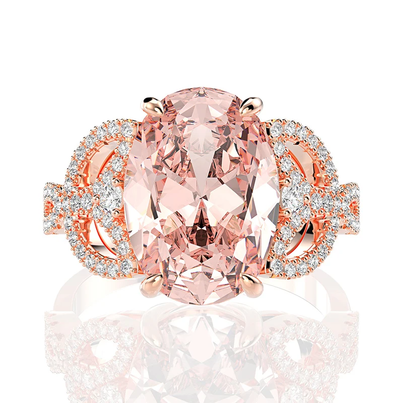 

OEVAS 100% 925 Sterling Silver Synthetic Moissanite Morganite Gemstone Wedding Engagement Diamonds Ring Fine Jewelry Wholesale