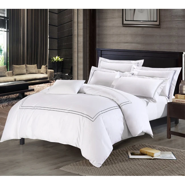 Deluxe Hotel Quality Check Checked 100/%Egyptian Cotton Satin Duvet Cover Bedding