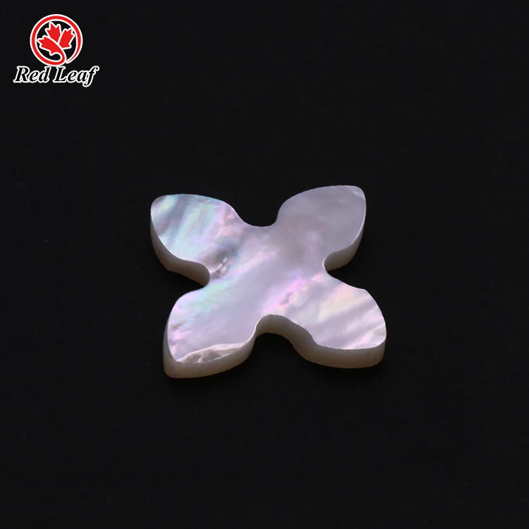 

Redleaf Jewelry 5A Natural Shell Gemstones White Color Four Leaf Clover Shape Loose Natural stone for sale