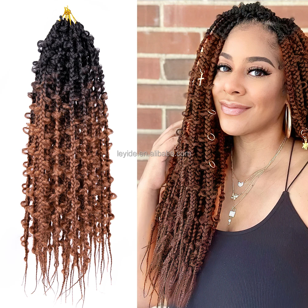 

Wholesale Quality Synthetic Hair Extension 24 inch Jungle Pre Looped Ombre Butterfly Box Braids Crochet Hair For Black Women, 6 colors are available