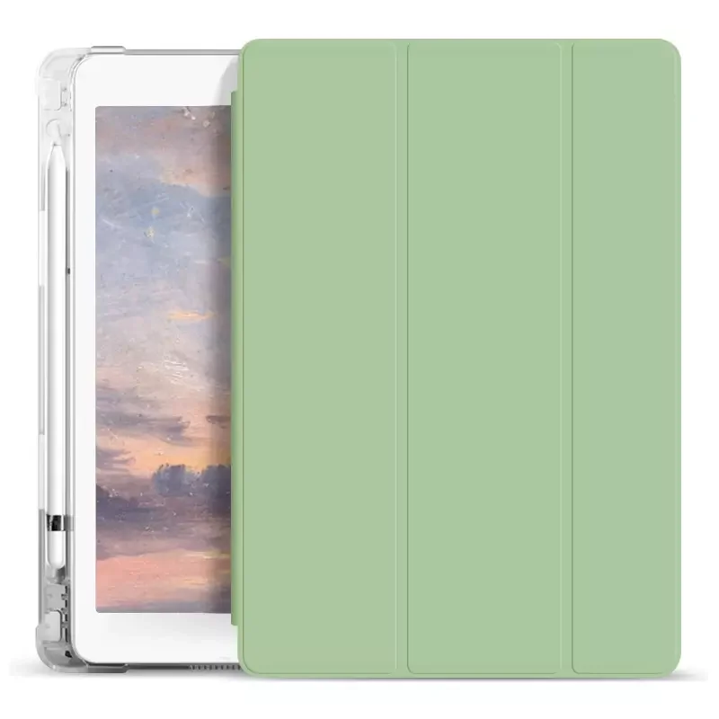 

Ultra-Thin Silicone Transparent tablet case with pencil holder for iPad 9.7 2017/2018
