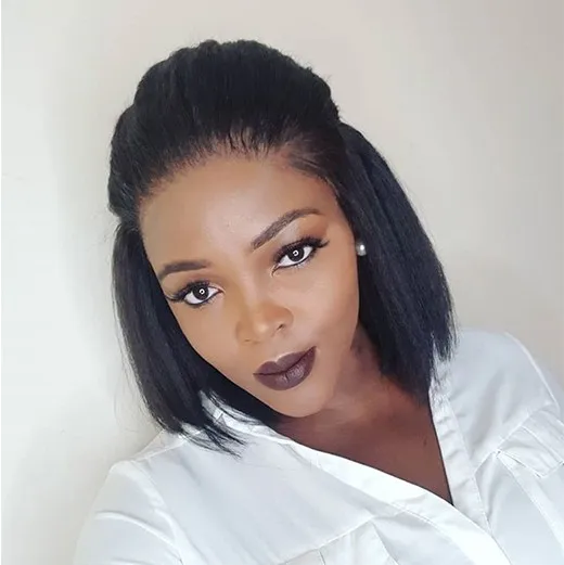 

FYX Kinky Straight BOB Lace Front Wigs, Cuticle Aligned Kinky Straight Lace Front Wigs , 100% Brazilian Hair