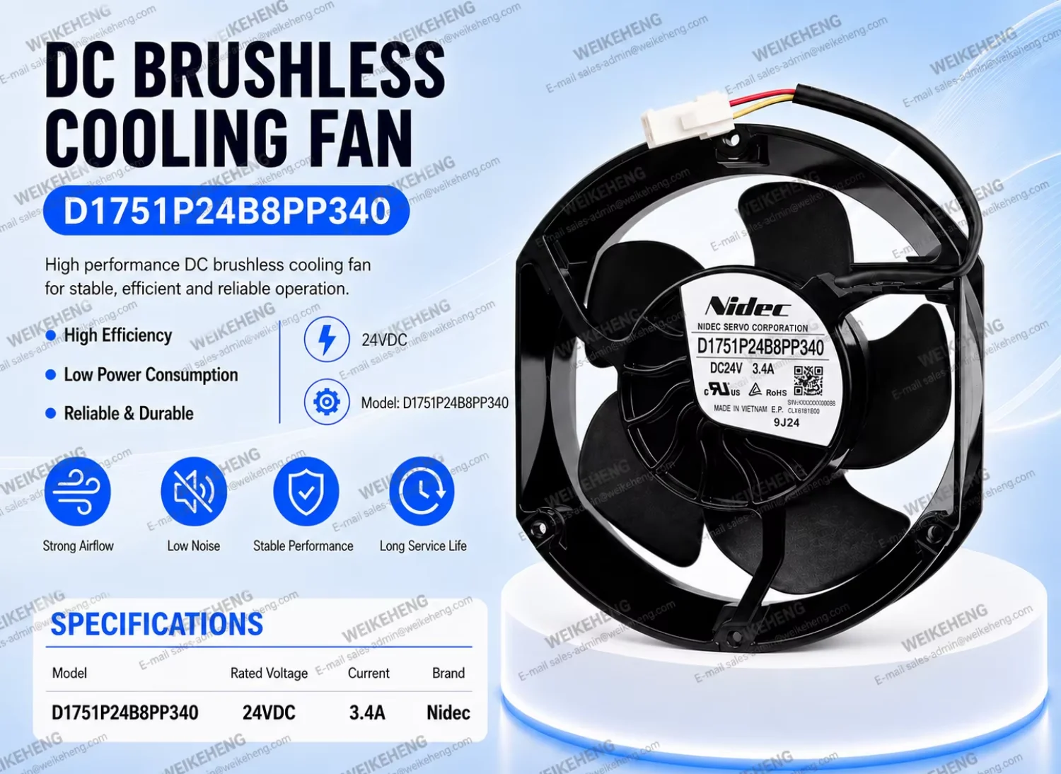Axial Flow Fan, D1751P24B8PP356, 17251, 24V, 0.4A - detail 4