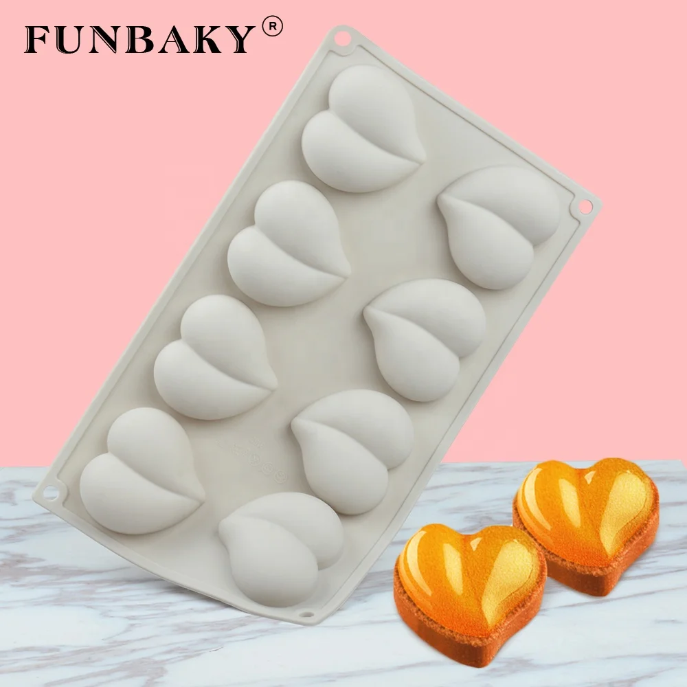 

FUNBAKY JSC3162 Valentine ' s Day chocolate silicone mold unique design heart shape cake border decorating tools mini cake mould, Customized color