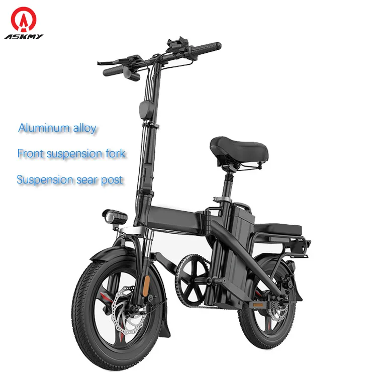 

ASKMY The hottest and best Electric bicycle with foldable bike 48v voltage battery removable riding electric bike, Black