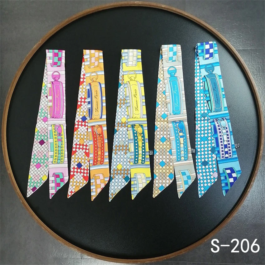 Small Silk Scarf Women Long Scarf Headband Printing Bag Accessories Multiple Color Belt Ribbon Scarves