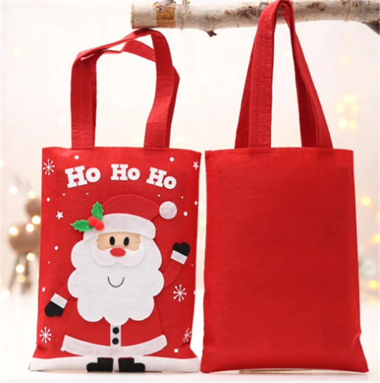 

Recyclable Gift Funny Cartoon Colorful Tote Handle Fabric Christmas Bag