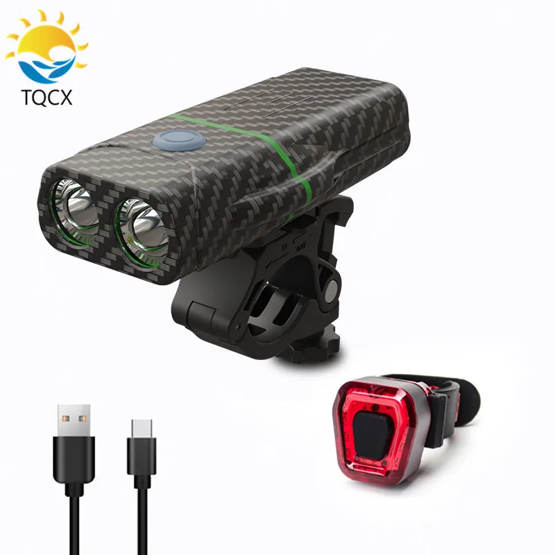 

Customized LED Mountain Bicycle Front And Back Light USB Rechargeable Bike Light Set, Black