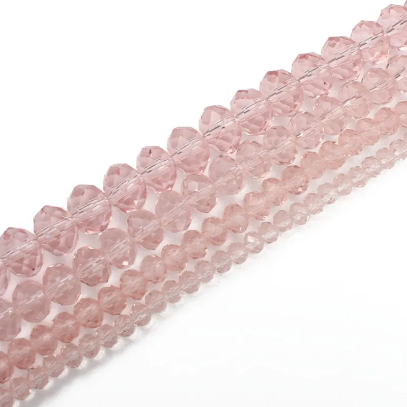 

Wholesale 4/6/8/10/12 MM Faceted Pink Glass Crystal Rondelle Loose Beads For Diy Bracelet Necklace